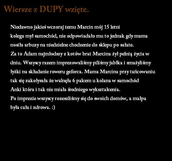 Wiersze z Dupy