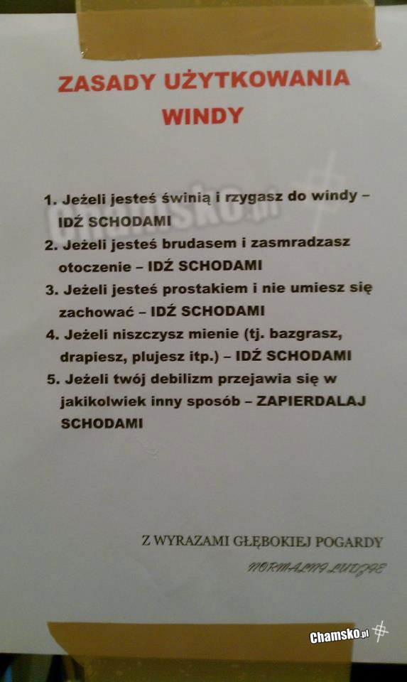 Zasady u?ytkowania windy