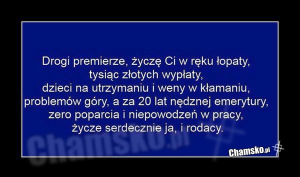 Życzenia do premiera