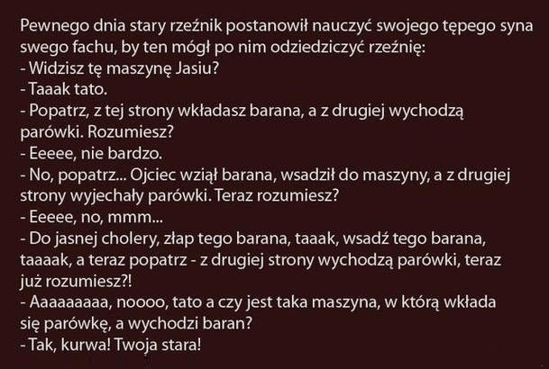 Rze?nik uczy t?pego syna swojego fachu