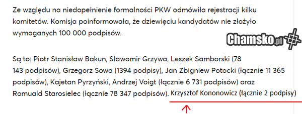 Krzysiu się nie dostał