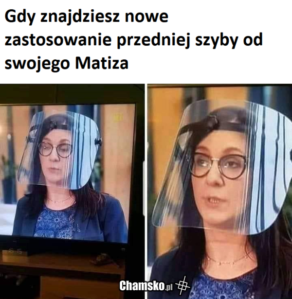 Szyba na łeb i jazda do TV