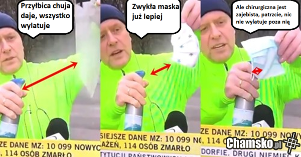 Telewizyjny test środków ochrony covid dla debili