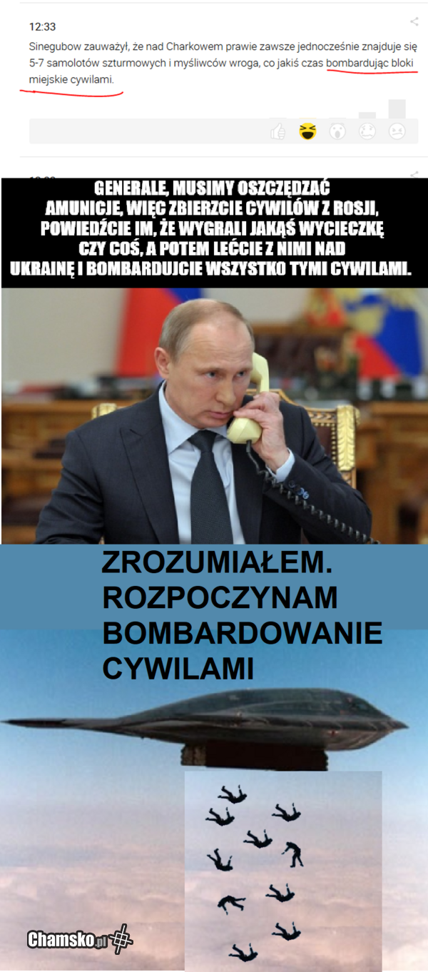 Według Wp.pl już nawet cywilami bombardują XD