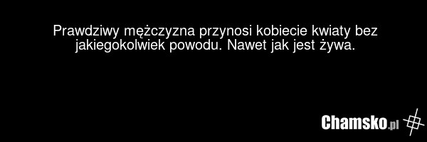 Prawdziwy mężczyzna przynosi kobiecie kwiaty bez jakiegokolwiek powodu. Nawet jak jest żywa.