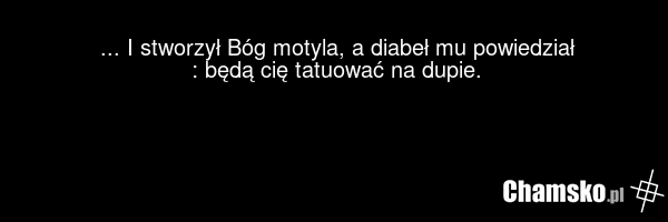 ... I stworzył Bóg motyla, a diabeł mu powiedział : będą cię tatuować na dupie.