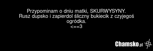 Przypominam o dniu matki, SKURWYSYNY. Rusz dupsko i zapierdol śliczny bukiecik z czyjegoś ogródka.