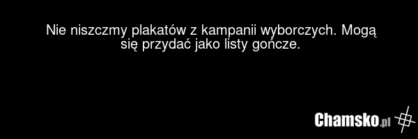 Nie niszczmy plakatów z kampanii wyborczych. Mogą się przydać jako listy gończe.
