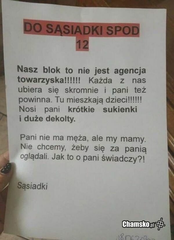 Do sąsiadki spod 12