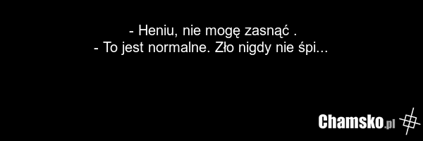 - Heniu, nie mogę zasnąć . - To jest normalne. Zło nigdy nie śpi...