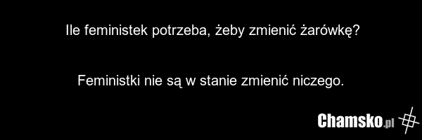 Ile feministek potrzeba, żeby zmienić żarówkę? Feministki nie są w stanie zmienić niczego.