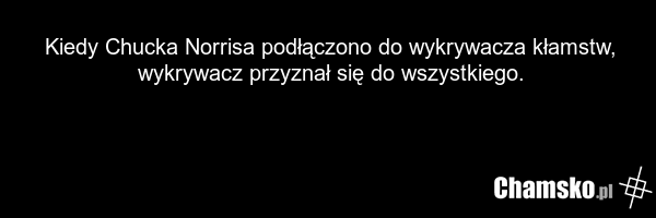 Kiedy Chucka Norrisa podłączono do wykrywacza kłamstw, wykrywacz przyznał się do wszystkiego.
