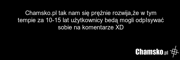 Chamsko.pl tak nam się prężnie rozwija,że w tym tempie za 10-15 lat użytkownicy bedą mogli odpIsywać sobie na komentarze XD