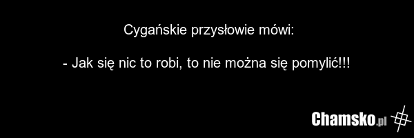 Cygańskie przysłowie mówi: - Jak się nic to robi, to nie można się pomylić!!!