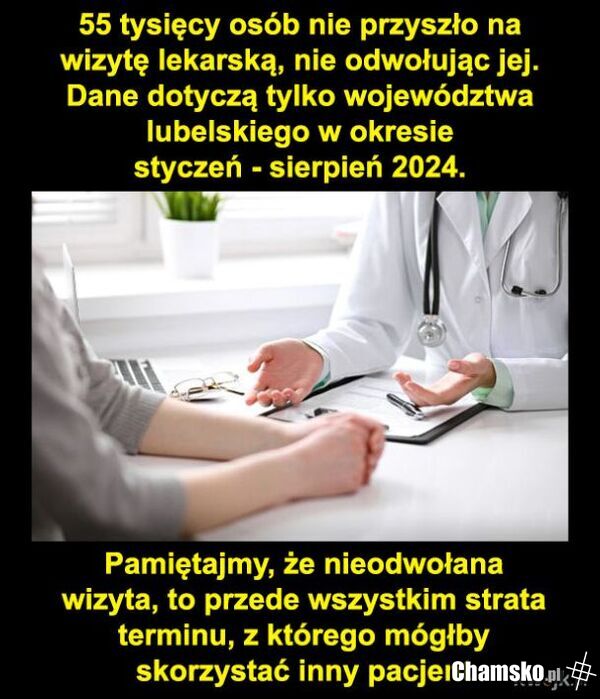 Moja babcia w wieku 80 lat dostała wizytę na za 3 lata. Jakby umarła to kto miałby odwołać wizytę, o której tylko ona wiedziała?
