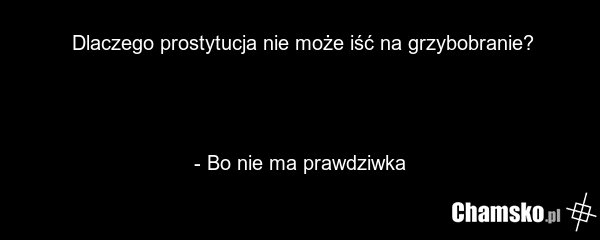 Dlaczego prostytucja nie może iść na grzybobranie? - Bo nie ma prawdziwka