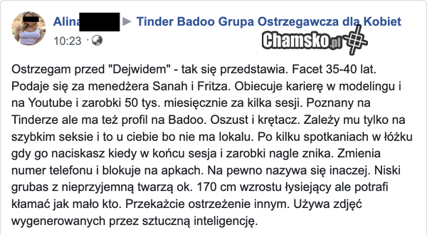 Jak szybko przyznać się do ruchanka z brzydkim typem?