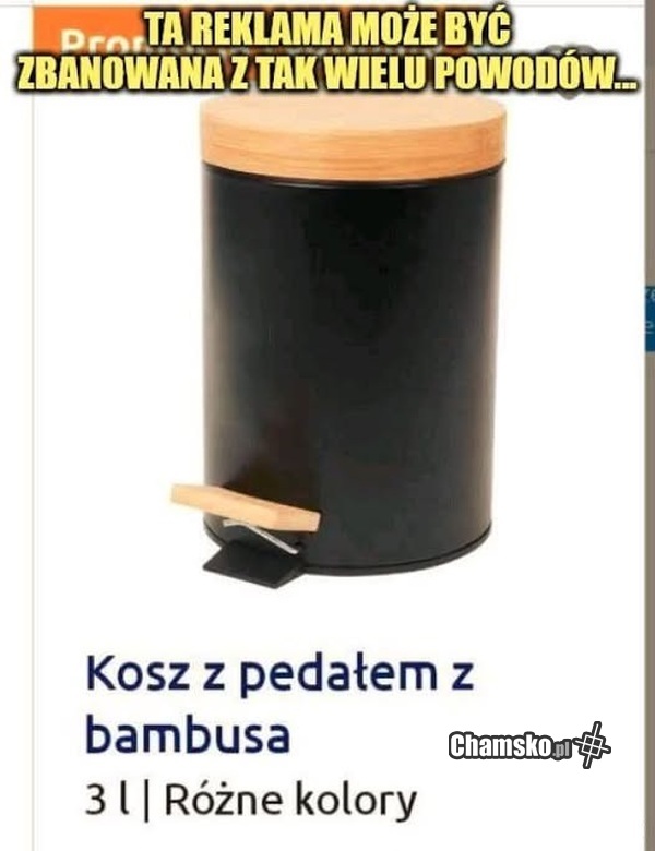 Kosz z pedałem z bambusa