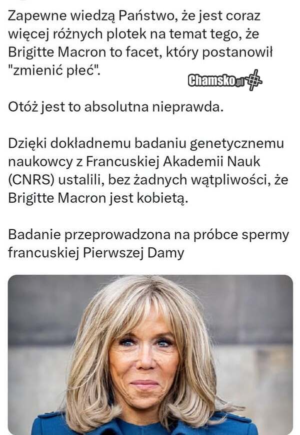 Brigitte Macron = Jean-Michel Trogneux. Pedał, udający kobietę.