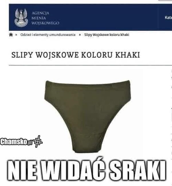 Slipy wojskowe koloru khaki - nie widać sraki