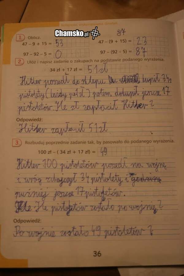 Zadanie z podręcznika dla kilkulatków