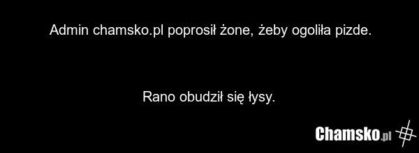 Admin chamsko.pl poprosił żone, żeby ogoliła pizde. Rano obudził się łysy.