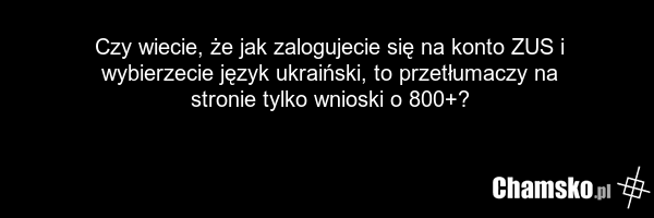 Czy wiecie, że jak zalogujecie się na konto ZUS i wybierzecie język ukraiński, to przetłumaczy na stronie tylko wnioski o 800+?
