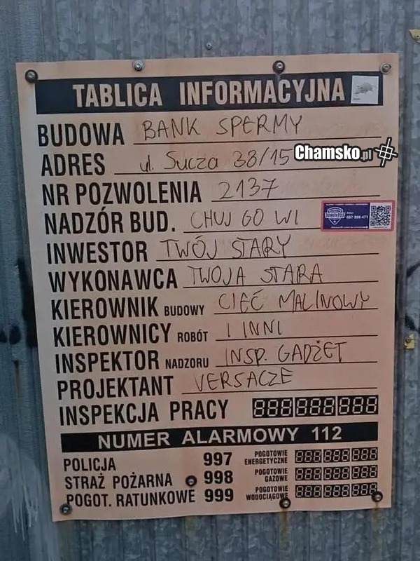 Tablica informacyjna budowy