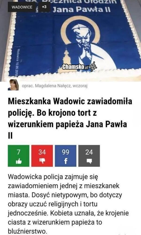 Papieża pokrojono