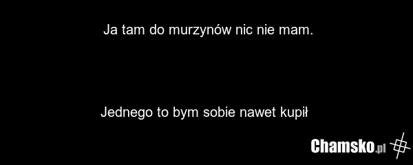 Ja tam do murzynów nic nie mam. Jednego to bym sobie nawet kupił