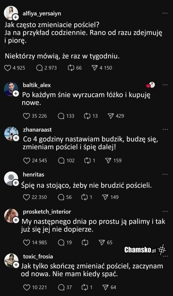 Jak często zmieniacie pościel?