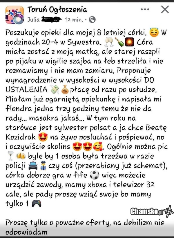 Znajdzie się opiekunka?