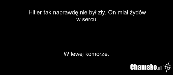 Hitler tak naprawdę nie był zły. On miał żydów w sercu. W lewej komorze.