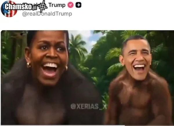 Humor z Chamsko trafił na salony. Trump przedstawił małżeństwo obamów jako małpy