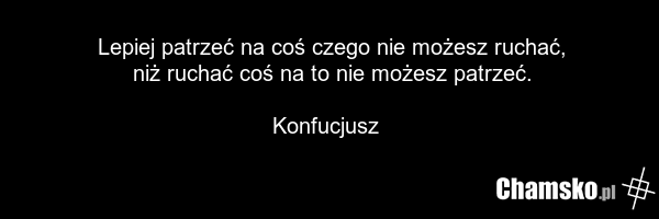 Lepiej patrzeć na coś czego nie możesz ruchać, niż ruchać coś na to nie możesz patrzeć. Konfucjusz
