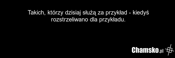 Takich, którzy dzisiaj służą za przykład - kiedyś rozstrzeliwano dla przykładu.