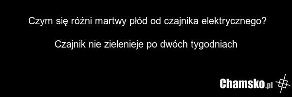 Czym się różni martwy płód od czajnika elektrycznego? Czajnik nie zielenieje po dwóch tygodniach