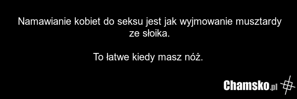 Namawianie kobiet do seksu jest jak wyjmowanie musztardy ze słoika. To łatwe kiedy masz nóż.