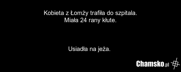 Kobieta z Łomży trafiła do szpitala. Miała 24 rany kłute. Usiadła na jeża.