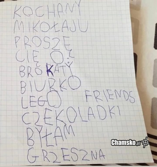 List do mikołaja