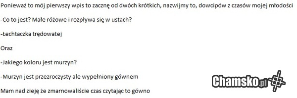 mój pierwszy raz na chamsko