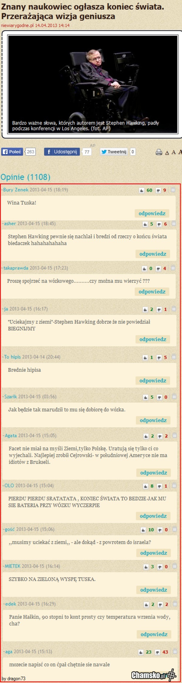 Komentarze pod artykułem