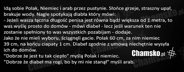 Diabeł złapał Polaka, Niemca i Araba