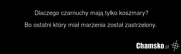 Dlaczego czarnuchy mają tylko koszmary? Bo ostatni który miał marzenia został zastrzelony.