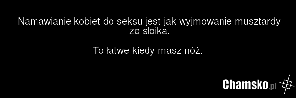 Namawianie kobiet do seksu jest jak wyjmowanie musztardy ze słoika. To łatwe kiedy masz nóż.