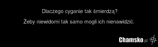 Dlaczego cyganie tak śmierdzą? Żeby niewidomi tak samo mogli ich nienawidzić.