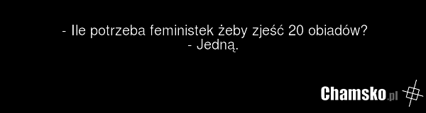- Ile potrzeba feministek żeby zjeść 20 obiadów? - Jedną.