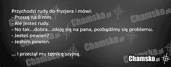 Przychodzi rudy do fryzjera...
