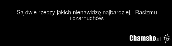 Są dwie rzeczy jakich nienawidzę najbardziej. Rasizmu i czarnuchów.