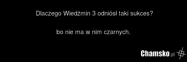 Dlaczego Wiedźmin 3 odniósł taki sukces? bo nie ma w nim czarnych.
